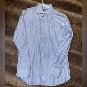 Canali Light Blue Striped Dress Shirt